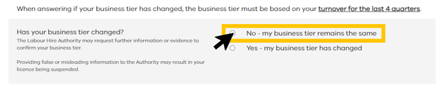 LHLO Portal - Business Tier Change is no