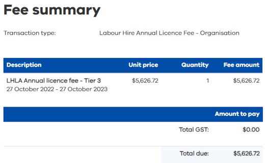 Fee Summary