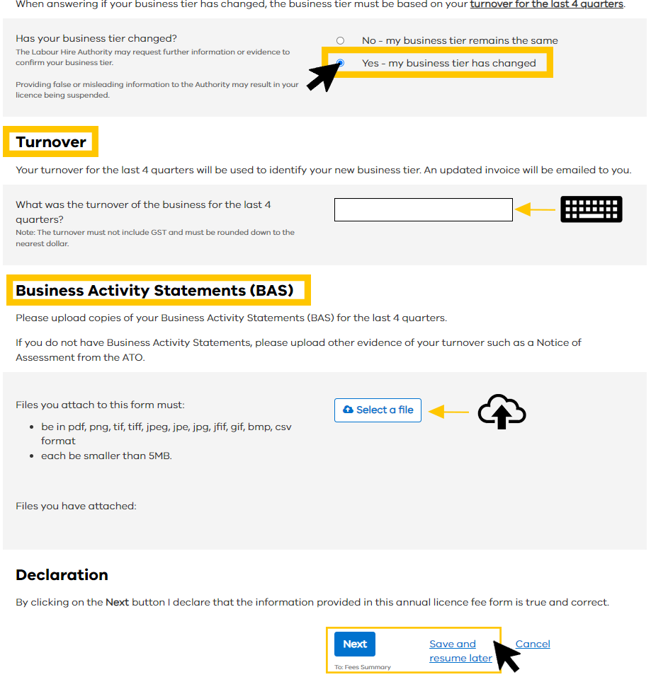 LHLO Portal - Business Tier Change is yes