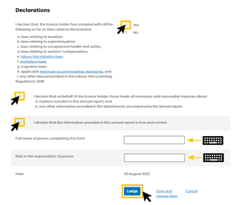 Annual reporting - Declare and complete